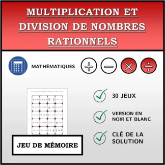 Jeu de mémoire: Multiplication et division de nombres rationnels