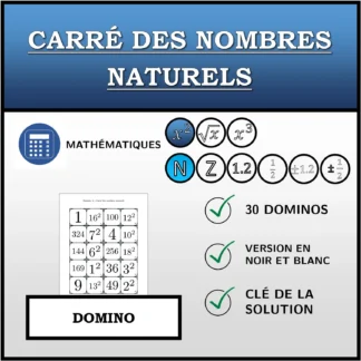 Domino: Carré des nombres naturels