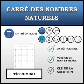 Tétromino: Carré des nombres naturels