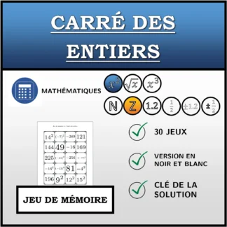 Jeu de mémoire: Carré des entiers