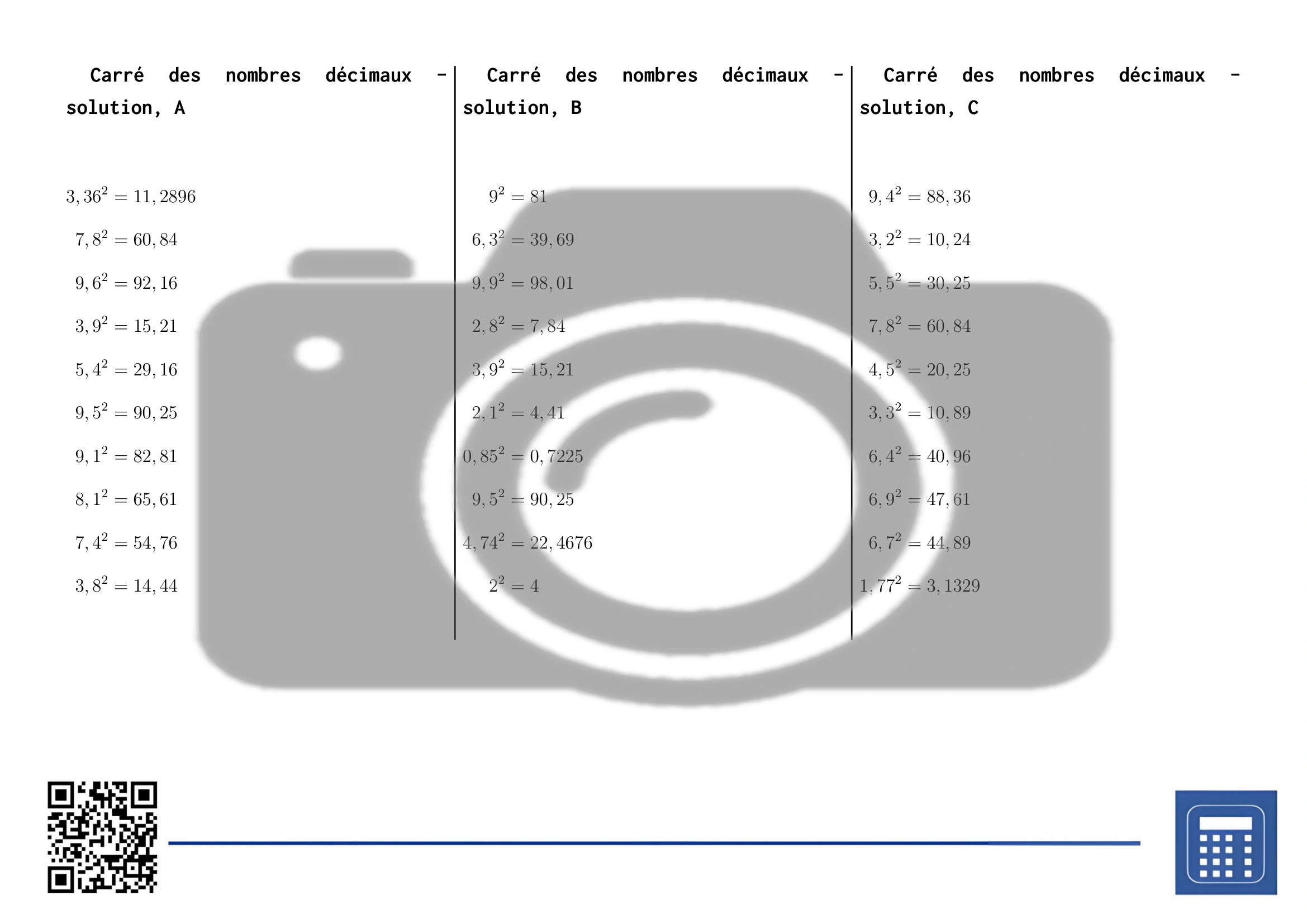 Fiche d'exercices: Carré des nombres décimaux – Image 4