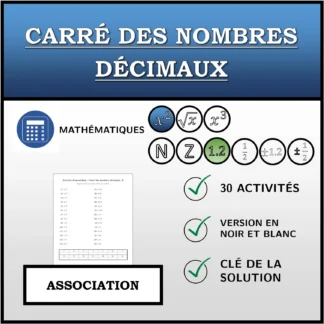 Exercice d'association: Carré des nombres décimaux