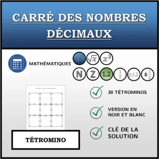 Tétromino: Carré des nombres décimaux