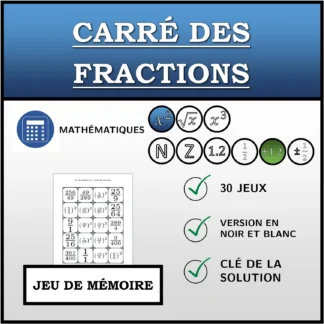 Jeu de mémoire: Carré des fractions