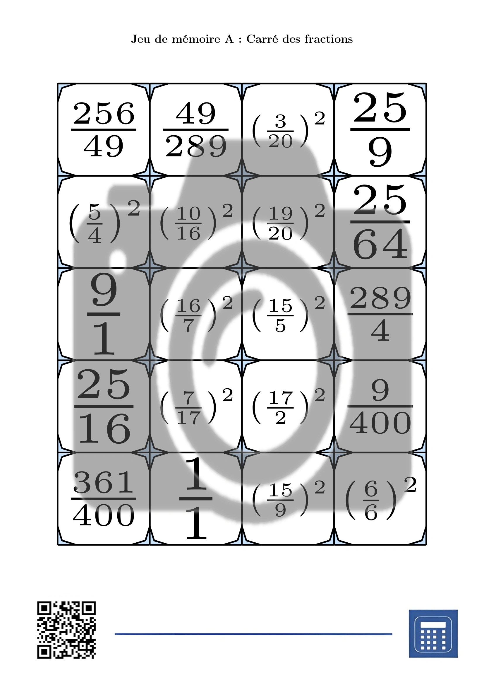 Jeu de mémoire: Carré des fractions – Image 2