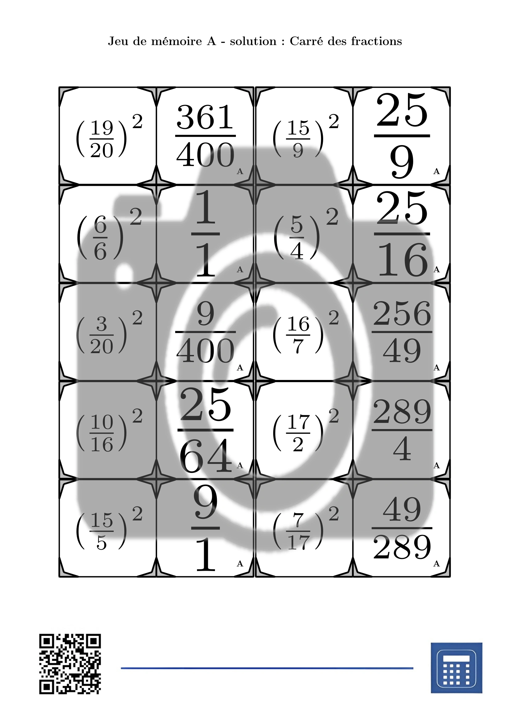 Jeu de mémoire: Carré des fractions – Image 4