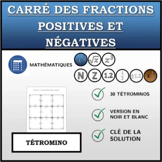 Tétromino: Carré des fractions positives et négatives