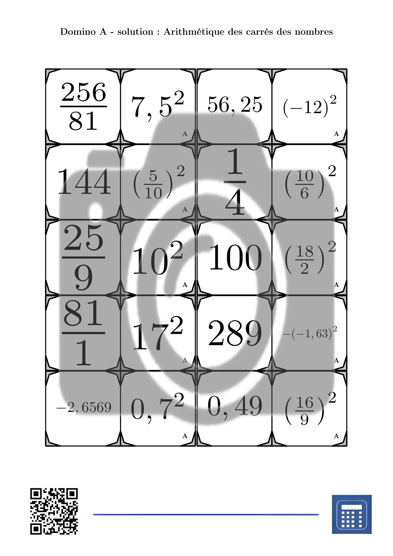 Domino: Arithmétique des carrés des nombres – Image 4