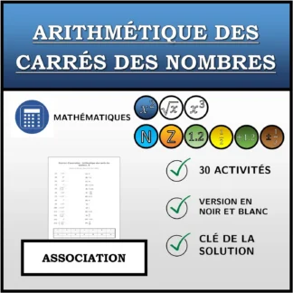 Exercice d'association: Arithmétique des carrés des nombres
