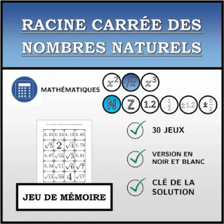 Jeu de mémoire: Racine carrée des nombres naturels