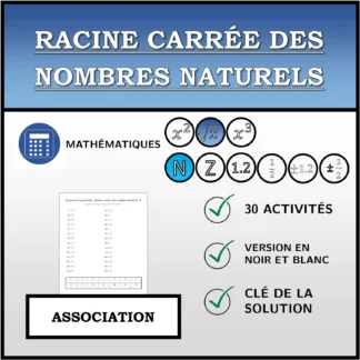 Exercice d'association: Racine carrée des nombres naturels
