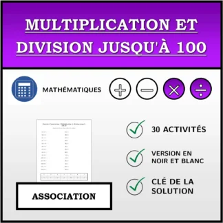 Exercice d'association: Multiplication et division jusqu'à 100