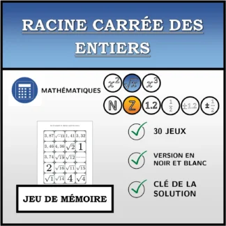 Jeu de mémoire: Racine carrée des entiers