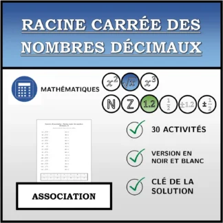 Exercice d'association: Racine carrée des nombres décimaux