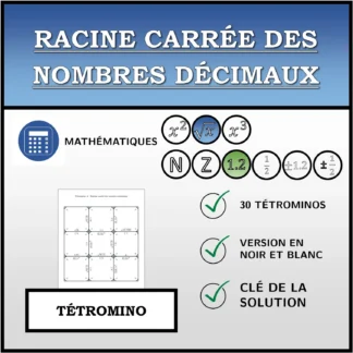 Tétromino: Racine carrée des nombres décimaux