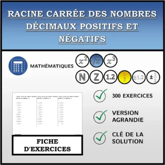 Fiche d'exercices: Racine carrée des nombres décimaux positifs et négatifs