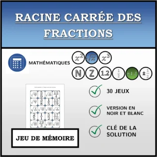 Jeu de mémoire: Racine carrée des fractions
