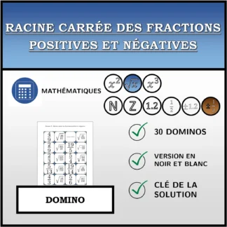 Domino: Racine carrée des fractions positives et négatives