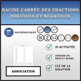 Exercice d'association: Racine carrée des fractions positives et négatives