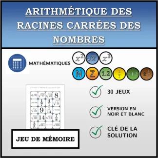 Jeu de mémoire: Arithmétique des racines carrées des nombres