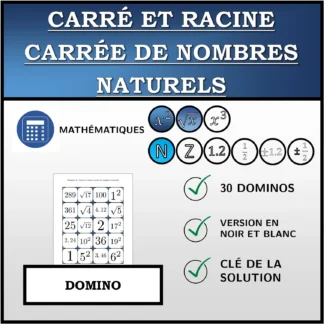 Domino: Carré et racine carrée de nombres naturels