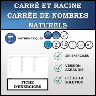 Fiche d'exercices: Carré et racine carrée de nombres naturels