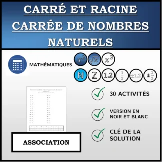 Exercice d'association: Carré et racine carrée de nombres naturels
