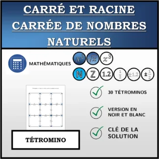 Tétromino: Carré et racine carrée de nombres naturels