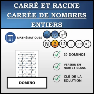 Domino: Carré et racine carrée de nombres entiers