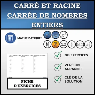 Fiche d'exercices: Carré et racine carrée de nombres entiers