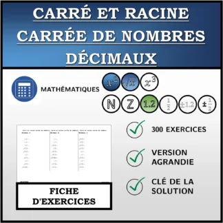 Fiche d'exercices: Carré et racine carrée de nombres décimaux
